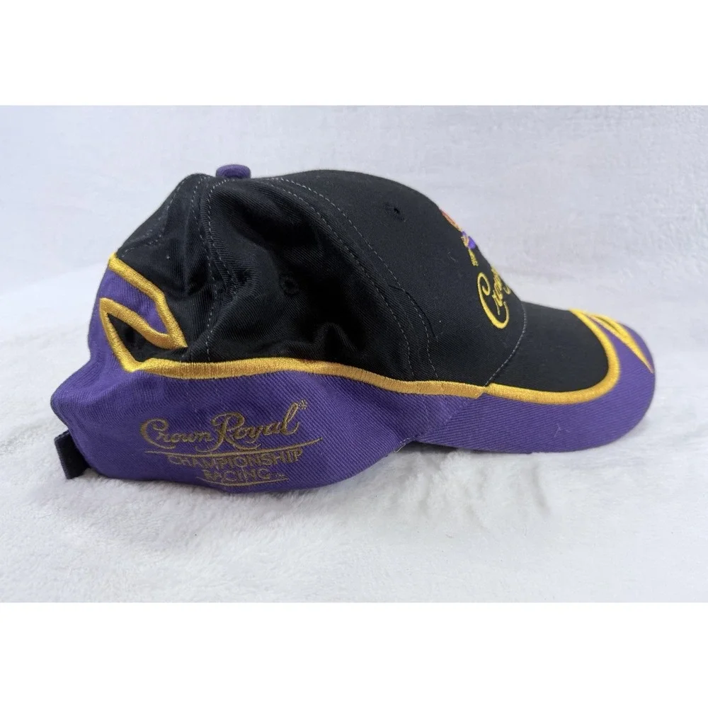 Y2K VTG Crown Royale Championship Racing Hat Adjustable Purple Black Flame NWOT